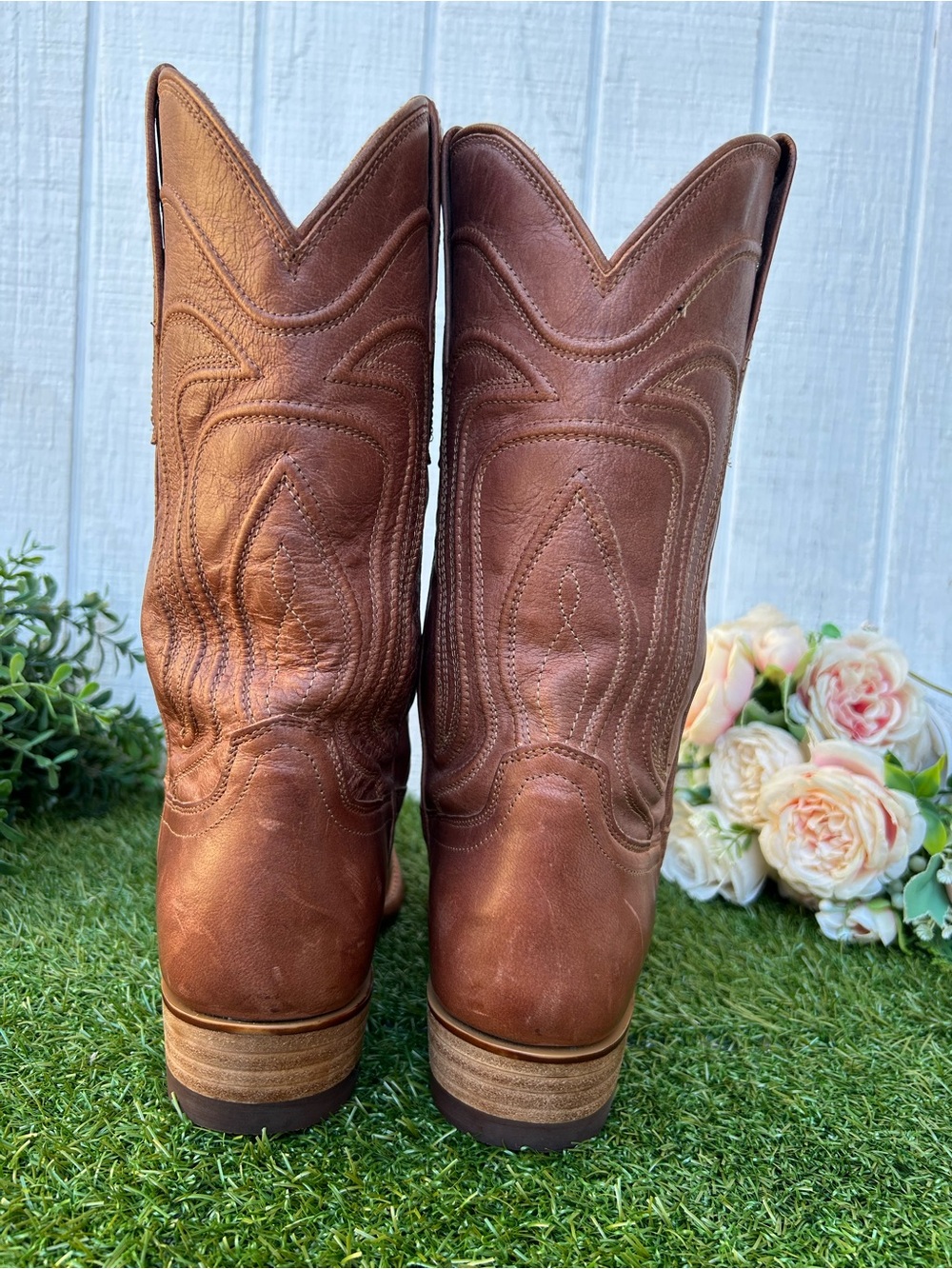 Tecovas Brown Cartwright Round-Toe Cowboy Boots men size 8.5D gently used - Picture 9 of 16